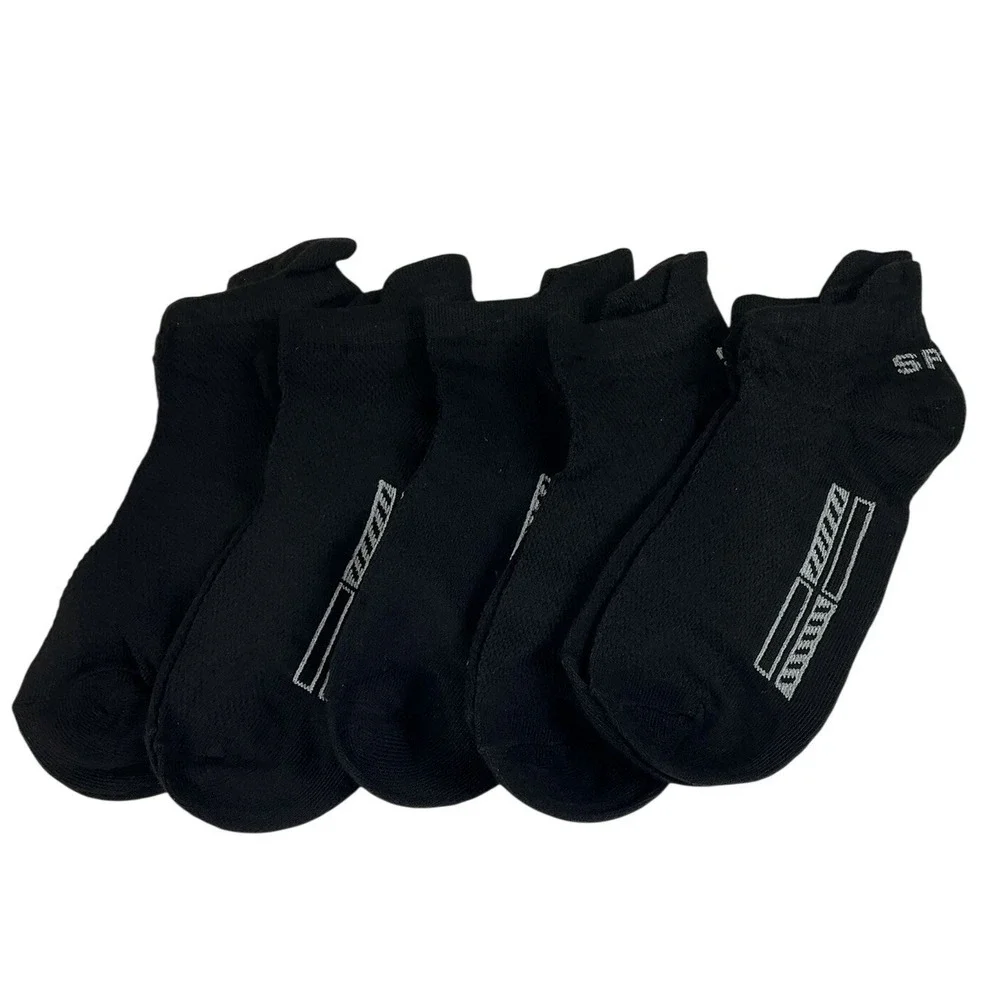 Mens Black Ankle Socks Lot‎ of 6 Athletic Cushioned Performance Socks One Size